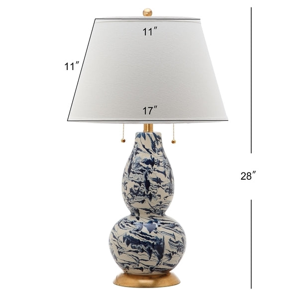 Color Swirls 28" Glass Table Lamp - Navy/White (Set of 2)