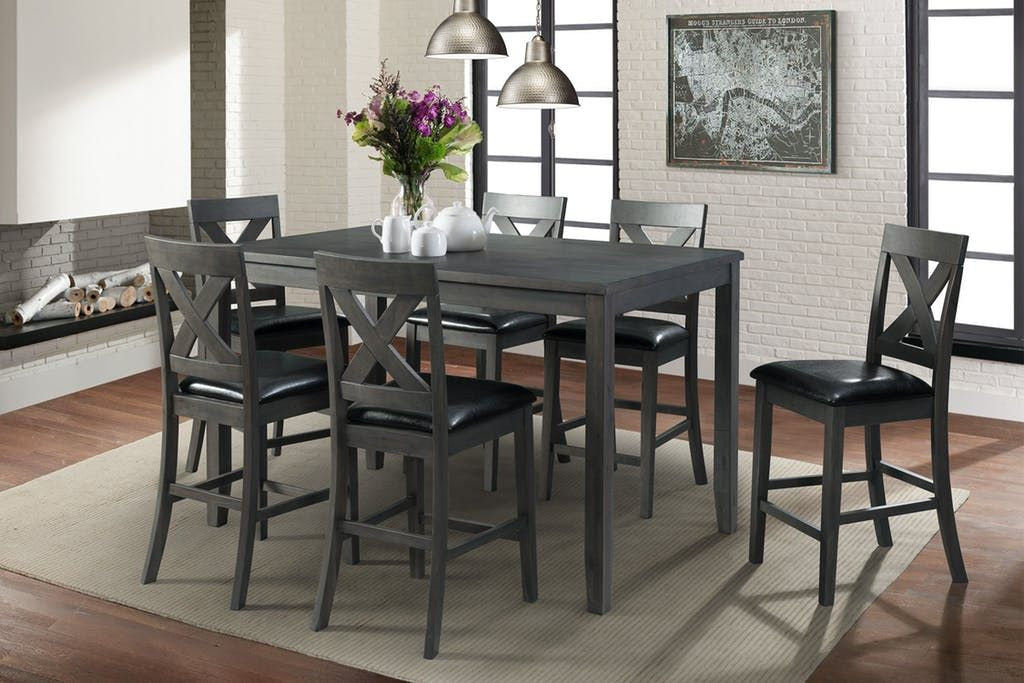 Alex Counter Height Dining Table & 6 Chairs - Grey