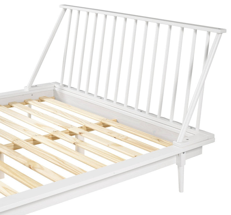 Modern Wood Queen Spindle Bed - White