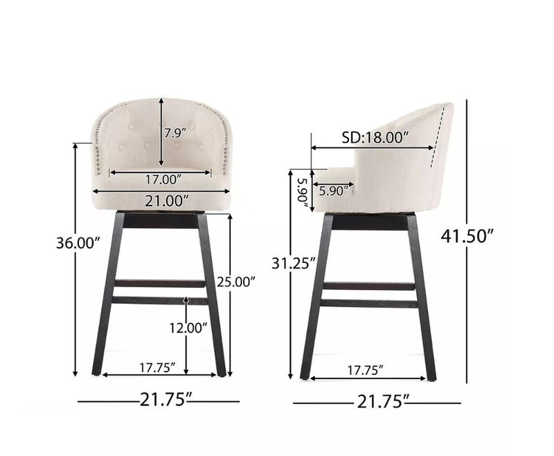 30.5" Ogden Barstool, Beige - Set of 2