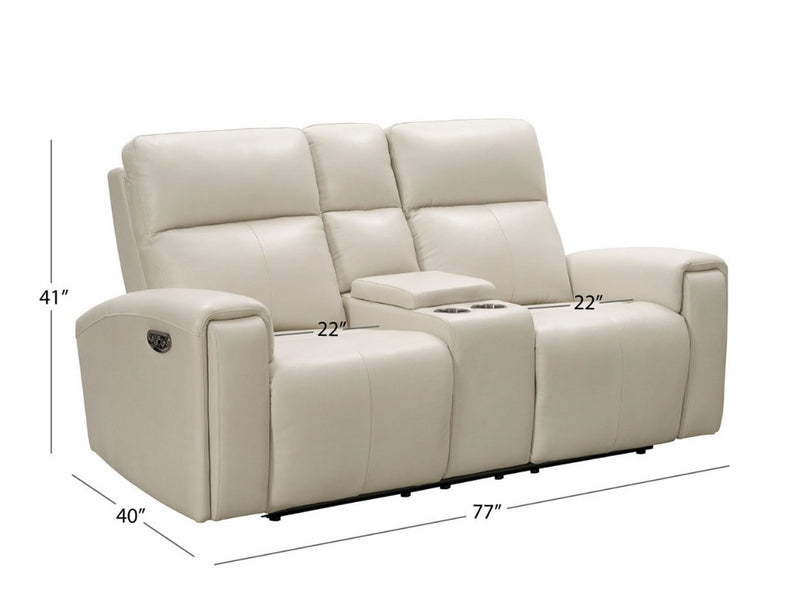 Keegan Power Reclining Leather Loveseat, Ivory