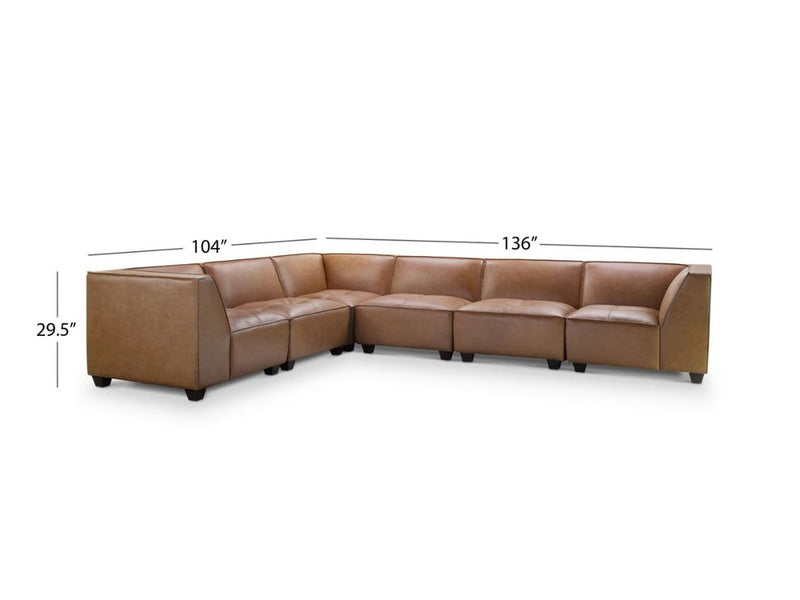 Wallingford 7-pc Modular Leather Sectional, Camel