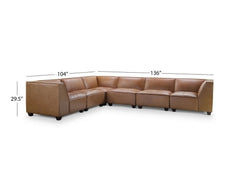 Wallingford 7-pc Modular Leather Sectional, Camel