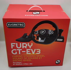 EVORETRO FURY GT-EV3 Racing Wheel Set - Works for Switch, PS4 and PC