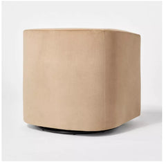 Vernon Upholstered Barrel Swivel Chair - Light Brown Velvet