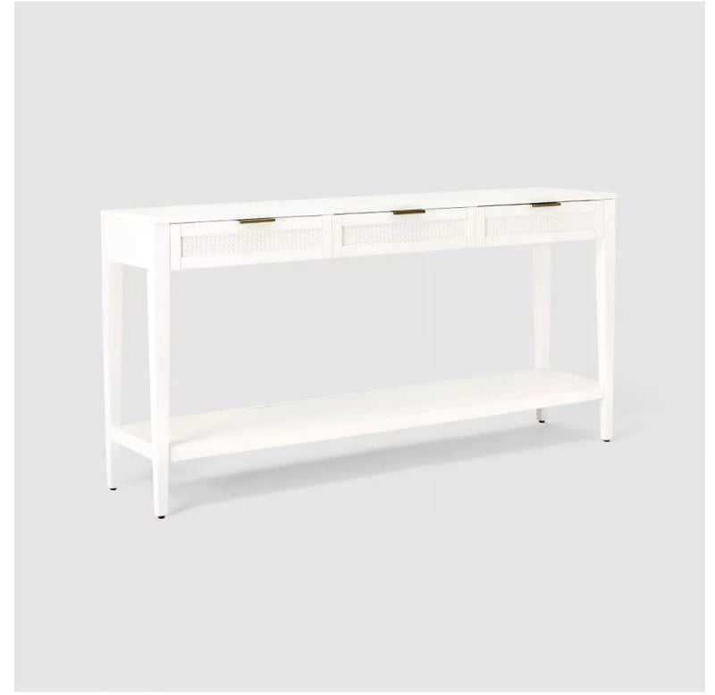 East Bluff Woven Drawer Console Table - White