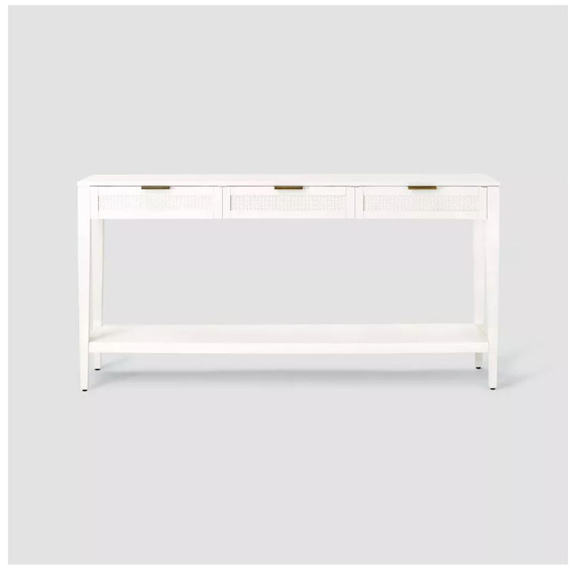 East Bluff Woven Drawer Console Table - White