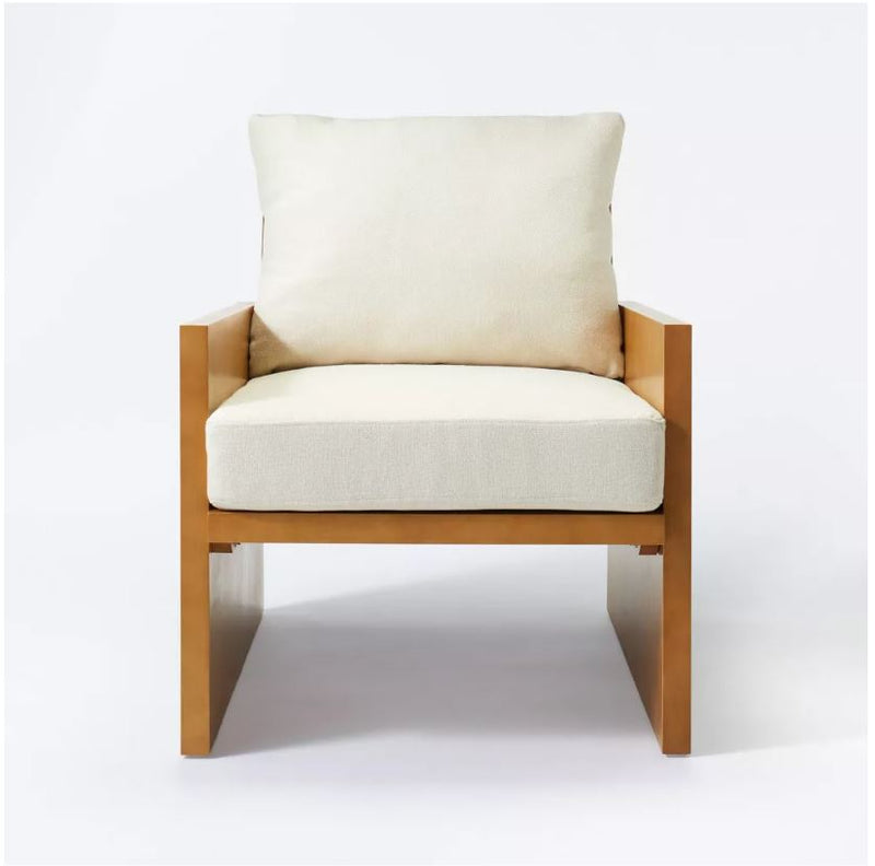 Duchesne Wood Accent Chair with Upholstered Seat and Back Cream
