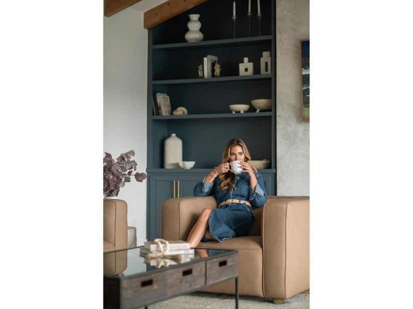 Matteo Nubuck Leather Chair - Saddle