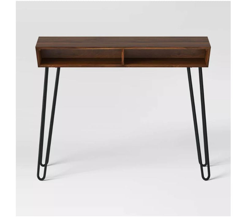 Hairpin Writing Desk with Storage - Brown