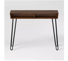 Hairpin Writing Desk with Storage - Brown
