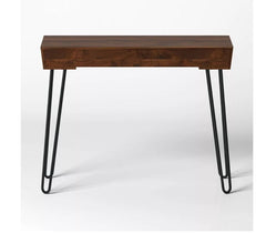 Hairpin Writing Desk with Storage - Brown