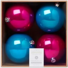 4pc Shatter-Resistant Opal Round Christmas Tree Ornament Set