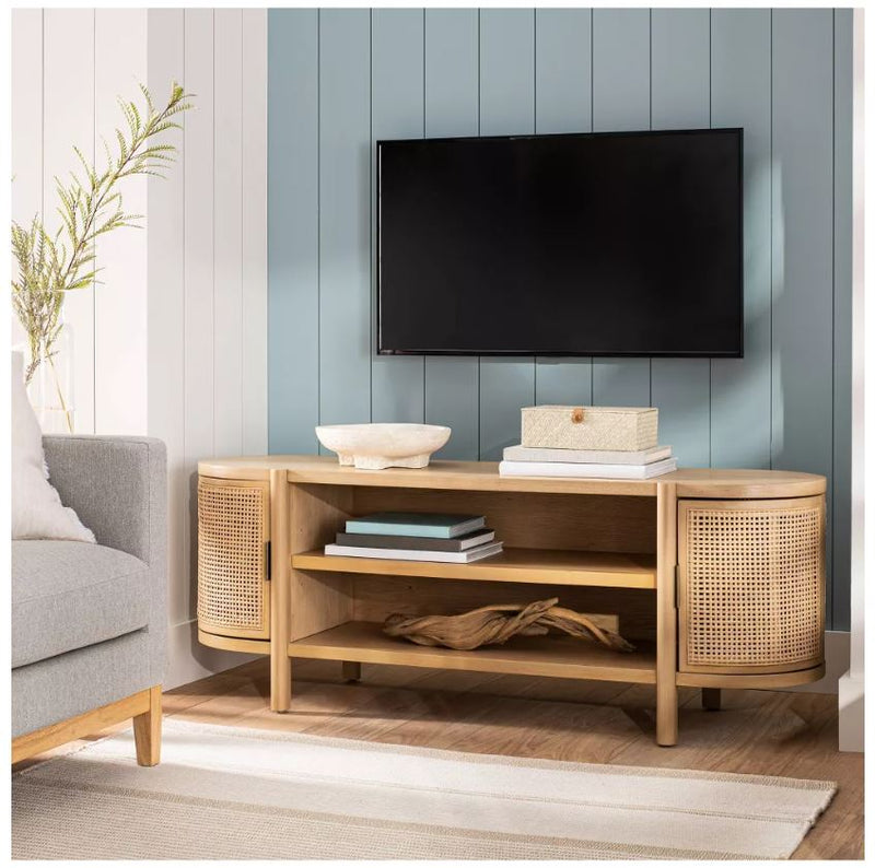 Portola Hills Caned Door TV Stand for TVs up to 60" - Natural