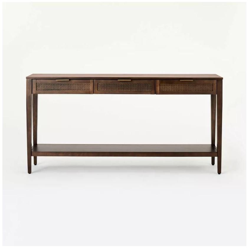 East Bluff Woven Drawer Console Table Brown Wichita Home Outlet