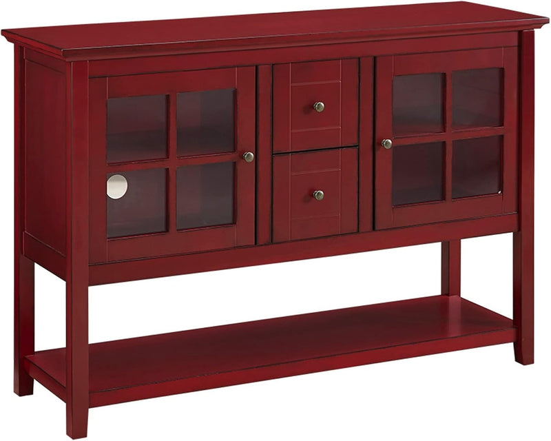 52" Wood Console, Table, TV Stand, Buffet - Antique Red