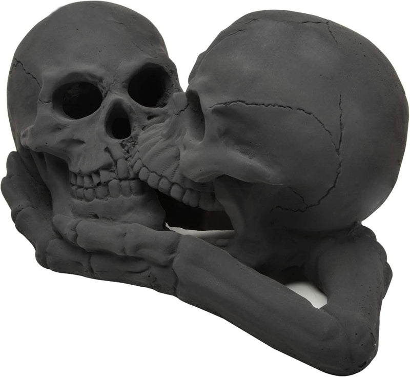 Pair of Imitated Human Skull and Bones, Black, Gas Log for Indoor or Outdoor, Fire Pits
