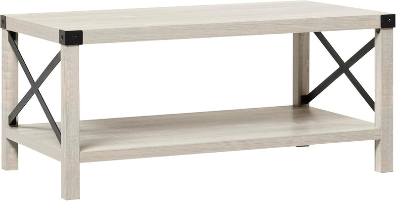 Solid Wood 52" Farmhouse Storage Console, White/Grey Wash