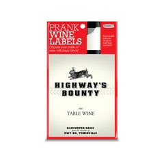 Prank Wine Label: Highway's Bounty