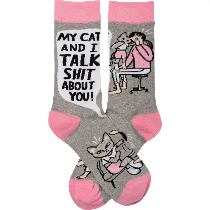 My Cat and I Talk About You Socks