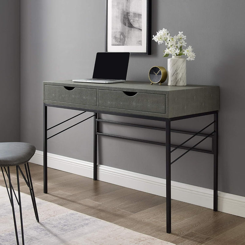 2 Drawer Modern Wood and Metal Computer Writing Desk