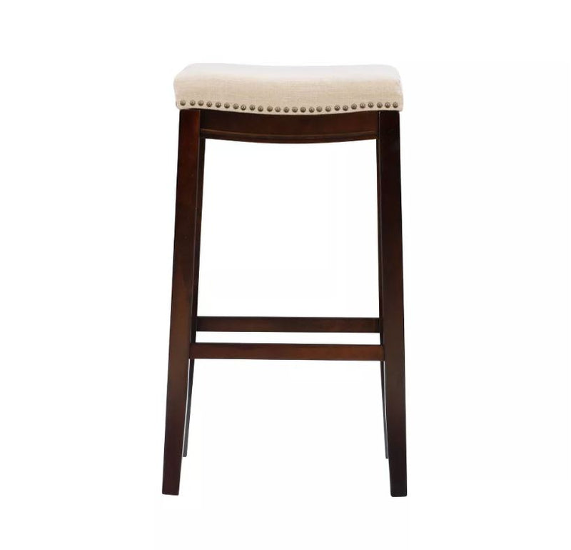 Claridge Rustic Backless Barstool - Beige/Walnut