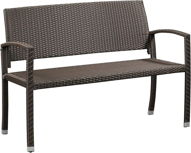 Miles Patio PU Wicker Steel Frame All Weather Bench