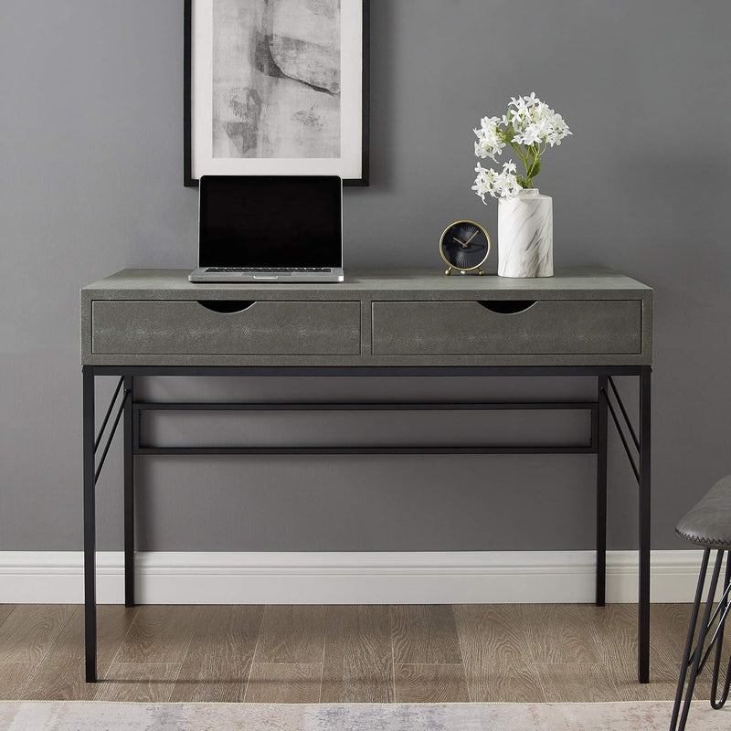 2 Drawer Modern Wood and Metal Computer Writing Desk