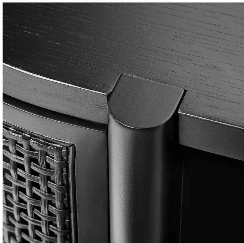 Portola Hills Caned Door Console with Shelves Black Wichita Home Outlet