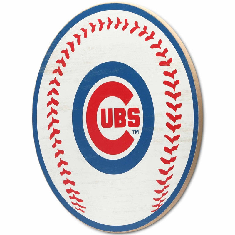 Chicago Cubs Logo Baseball Round Wood Wall Decor