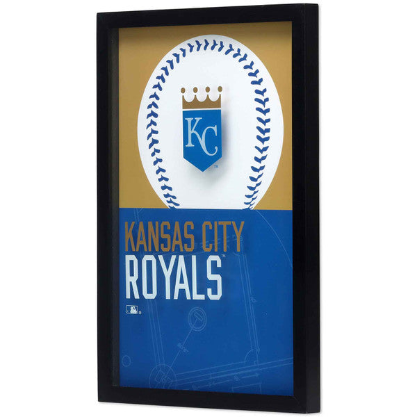 Kansas City Royals Logo Baseball & Diamond Framed Glass Wall Decor