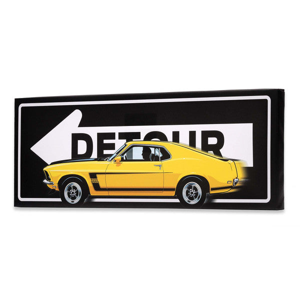 Ford Yellow Mustang Detour Street Sign Canvas Wall Decor