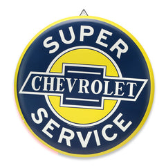Chevrolet Super Service Button Round Metal Sign