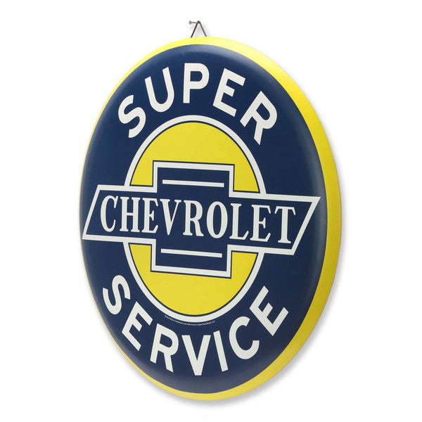 Chevrolet Super Service Button Round Metal Sign