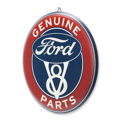 Ford V8 Genuine Parts Button Round Metal Sign