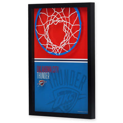 Oklahoma City Thunder Basketball Hoop Color Block Printed Glass Wall Decor