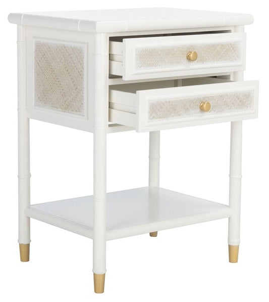 Ahab 2 Drawer 1 Shelf Accent Table - White