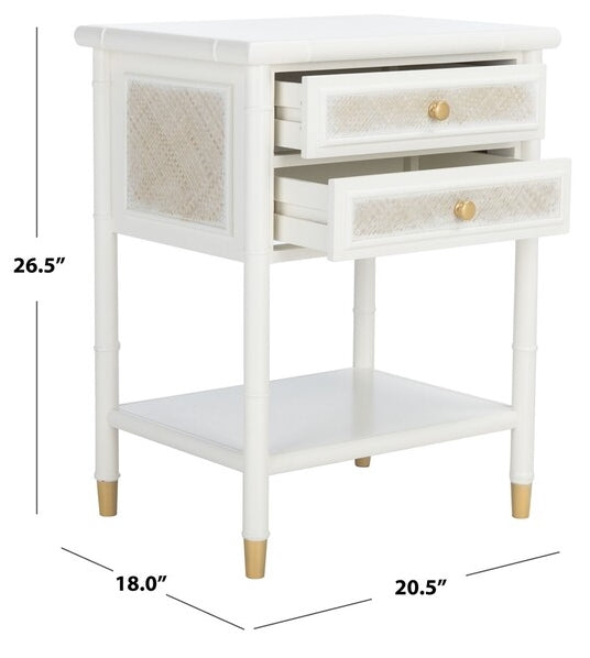 Ahab 2 Drawer 1 Shelf Accent Table - White