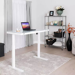 airLIFT Electric Sit-Stand Desk with Tempered Glass Top - White