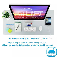 airLIFT Electric Sit-Stand Desk with Tempered Glass Top - White