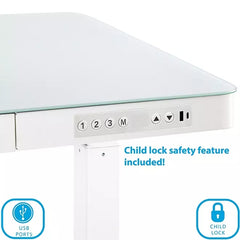 airLIFT Electric Sit-Stand Desk with Tempered Glass Top - White