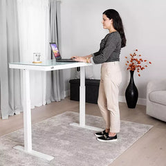 airLIFT Electric Sit-Stand Desk with Tempered Glass Top - White