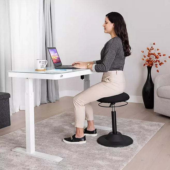 airLIFT Electric Sit-Stand Desk with Tempered Glass Top - White