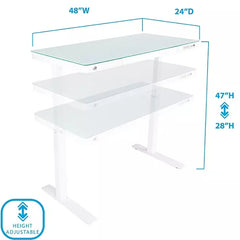 airLIFT Electric Sit-Stand Desk with Tempered Glass Top - White