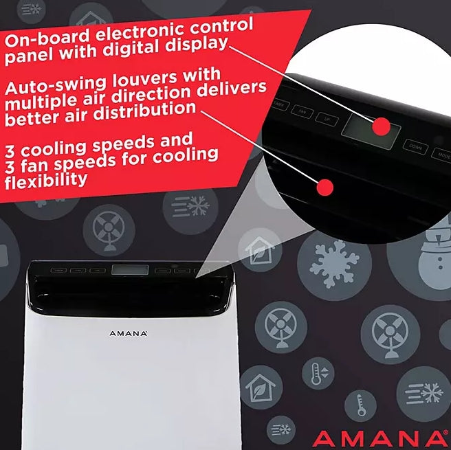 Amana Portable Air Conditioner with Remote Control in White/Black - Rooms up to 500-Sq. Ft.