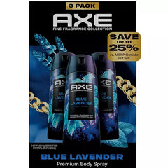 AXE Premium Deodorant Body Spray, Blue Lavender, 4 oz., 3 pk.