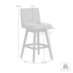 Basila Wood Finish with Fabric Swivel Counter Height Barstool