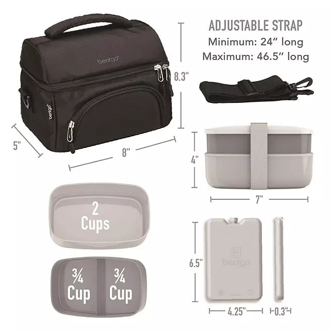 Bentgo 4-Piece Deluxe Set With Insulated Lunch Bag, Ice Packs & Bento Classic