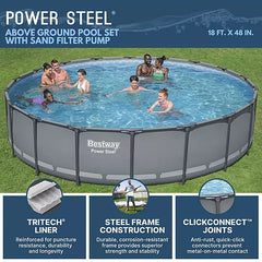 Bestway Power Steel 18’ x 48” Round Above Ground Pool Set