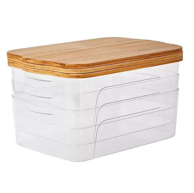 Multipurpose Storage Bins with Bamboo Lids Set of 3 Wichita Home Outlet